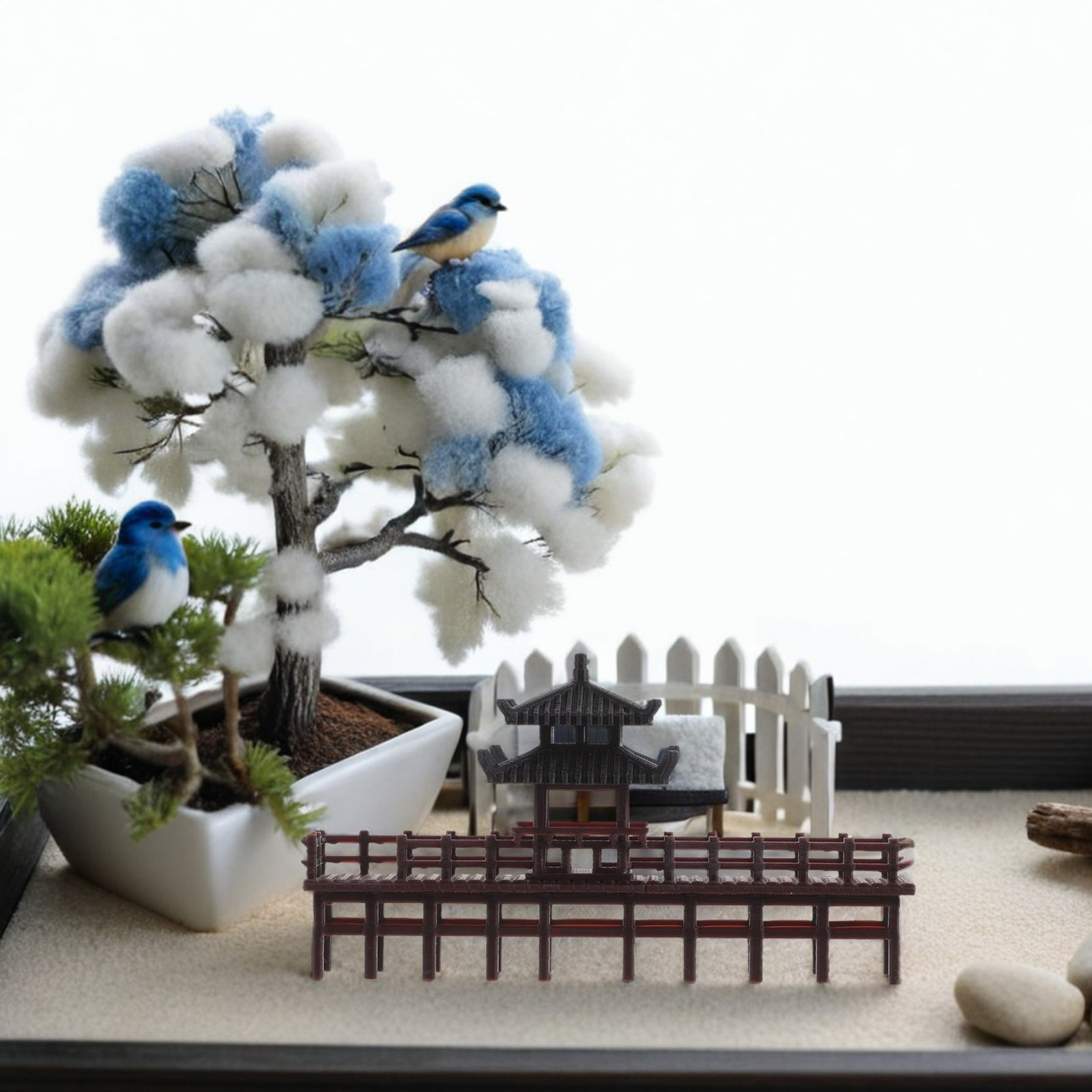 زينة جسر صغير على شكل جناح صين - مراجعة Bonsai Garden Landscape Design وسعره
